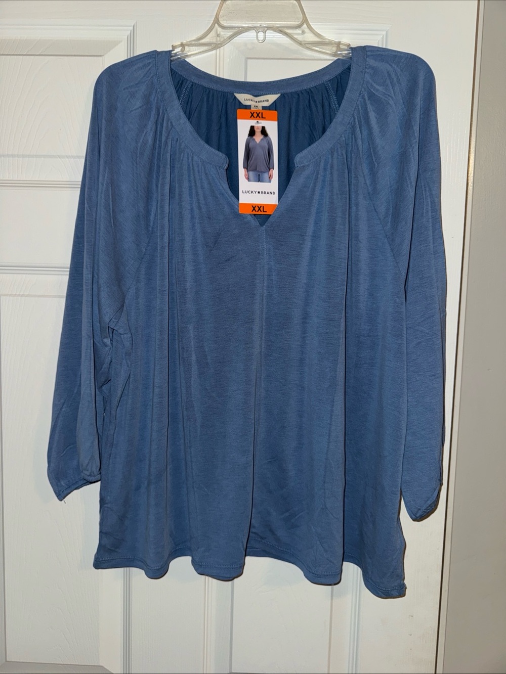 Lucky Brand Blue V-Neck Long Sleeve Tunic